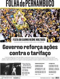 Capa do jornal Folha de Pernambuco 17/07/2025