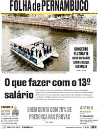 Capa do jornal Folha de Pernambuco 17/11/2025