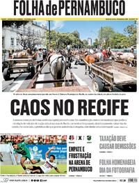 Capa do jornal Folha de Pernambuco 19/08/2025