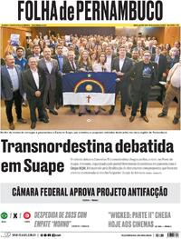 Capa do jornal Folha de Pernambuco 19/11/2025