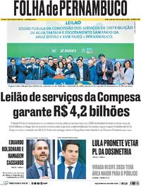 Capa do jornal Folha de Pernambuco 19/12/2025