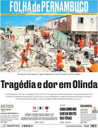 Capa do jornal Folha de Pernambuco 20/10/2025