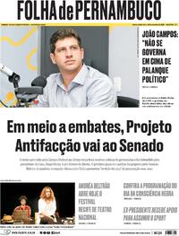 Capa do jornal Folha de Pernambuco 20/11/2025