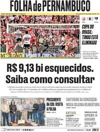 Capa do jornal Folha de Pernambuco 21/05/2025