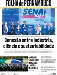 Capa do jornal Folha de Pernambuco 21/10/2025