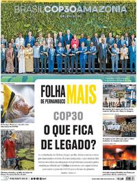 Capa do jornal Folha de Pernambuco 22/11/2025