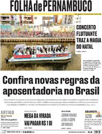 Capa do jornal Folha de Pernambuco 22/12/2025