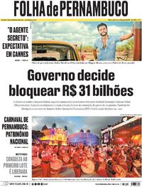 Capa do jornal Folha de Pernambuco 23/05/2025