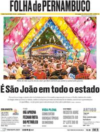 Capa do jornal Folha de Pernambuco 23/06/2025