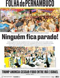 Capa do jornal Folha de Pernambuco 24/06/2025
