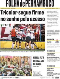 Capa do jornal Folha de Pernambuco 25/08/2025