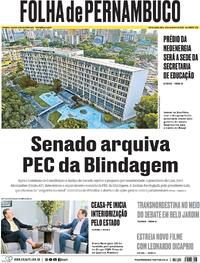 Capa do jornal Folha de Pernambuco 25/09/2025