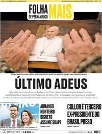 Capa do jornal Folha de Pernambuco 26/04/2025