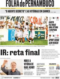 Capa do jornal Folha de Pernambuco 26/05/2025