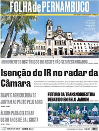 Capa do jornal Folha de Pernambuco 26/09/2025