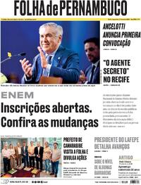 Capa do jornal Folha de Pernambuco 27/05/2025