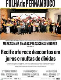 Capa do jornal Folha de Pernambuco 27/06/2025