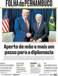 Capa do jornal Folha de Pernambuco 27/10/2025
