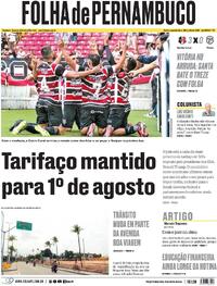 Capa do jornal Folha de Pernambuco 28/07/2025