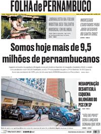 Capa do jornal Folha de Pernambuco 29/08/2025