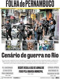 Capa do jornal Folha de Pernambuco 29/10/2025