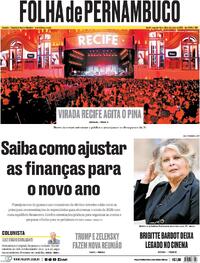Capa do jornal Folha de Pernambuco 29/12/2025