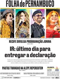 Capa do jornal Folha de Pernambuco 30/05/2025