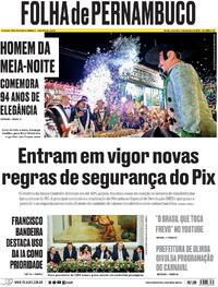 Capa do jornal Folha de Pernambuco 03/02/2026
