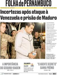 Capa do jornal Folha de Pernambuco 05/01/2026