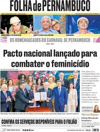 Capa do jornal Folha de Pernambuco 05/02/2026