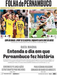 Capa do jornal Folha de Pernambuco 06/03/2026