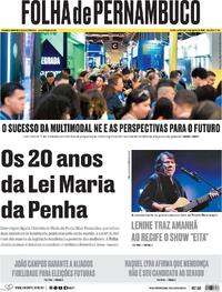 Capa do jornal Folha de Pernambuco 07/08/2026