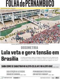 Capa do jornal Folha de Pernambuco 09/01/2026