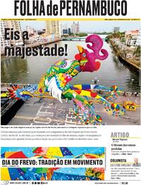 Capa do jornal Folha de Pernambuco 09/02/2026