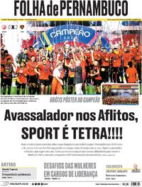 Capa do jornal Folha de Pernambuco 09/03/2026