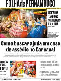 Capa do jornal Folha de Pernambuco 10/02/2026