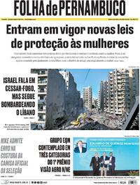 Capa do jornal Folha de Pernambuco 10/04/2026