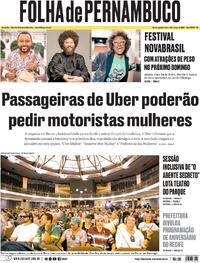 Capa do jornal Folha de Pernambuco 11/03/2026