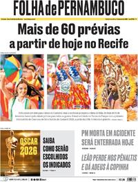 Capa do jornal Folha de Pernambuco 13/01/2026