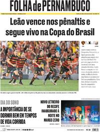 Capa do jornal Folha de Pernambuco 13/03/2026