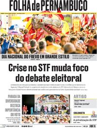 Capa Folha de Pernambuco 14/09/2026