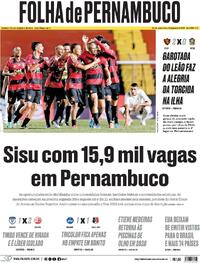 Capa do jornal Folha de Pernambuco 15/01/2026