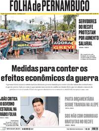 Capa do jornal Folha de Pernambuco 15/04/2026