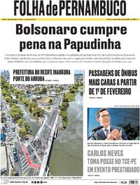 Capa do jornal Folha de Pernambuco 16/01/2026