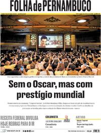 Capa do jornal Folha de Pernambuco 16/03/2026