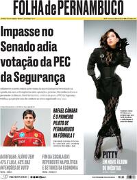 Capa do jornal Folha de Pernambuco 16/10/2026