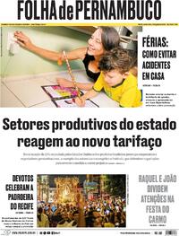 Capa Jornal Folha de Pernambuco