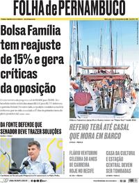 Capa do jornal Folha de Pernambuco 18/09/2026