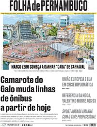 Capa do jornal Folha de Pernambuco 20/01/2026