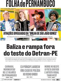 Capa do jornal Folha de Pernambuco 20/02/2026